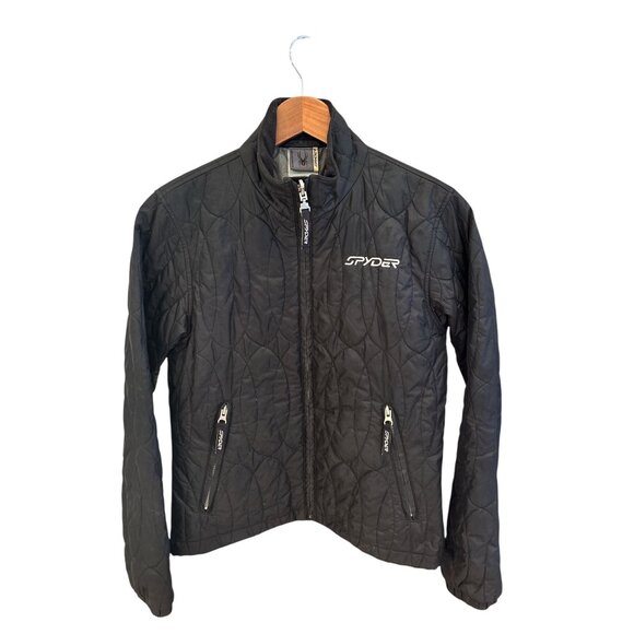 Spyder Women’s Quilted Zip-Up Jacket Black Size 4 US / 34 EU – Lightweight Warm - Picture 1 of 7